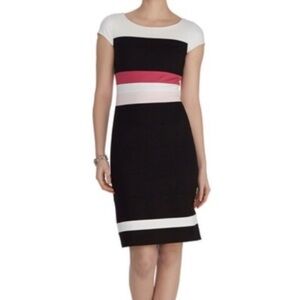 White House Black Market Colorblock Mini Dress - Black, White, Pink